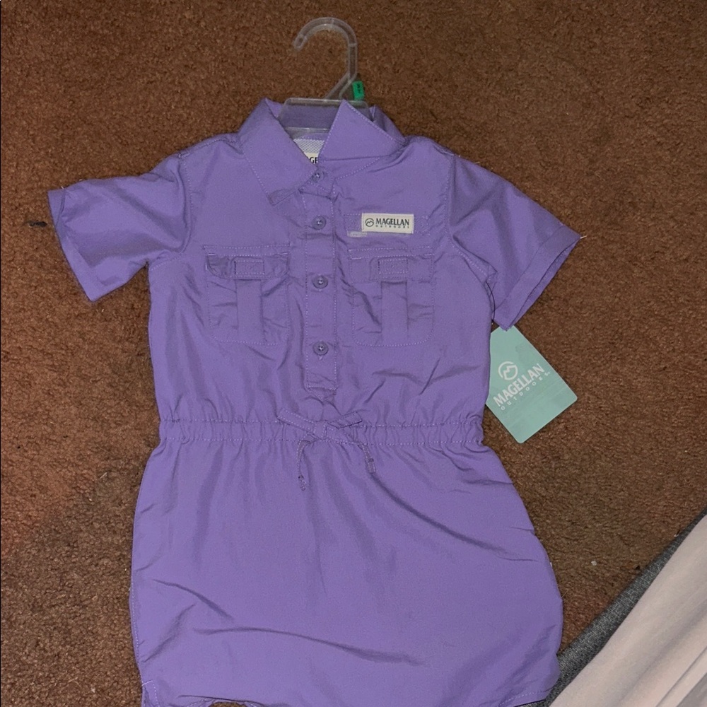 Magellan Outdoors Lavender Button-Up Romper